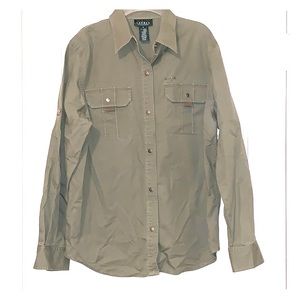 Olive green button down